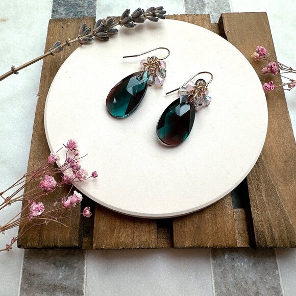 New Elegant Crystal Pear Drop Earrings | Handmade in BC - Picture 5 of 5